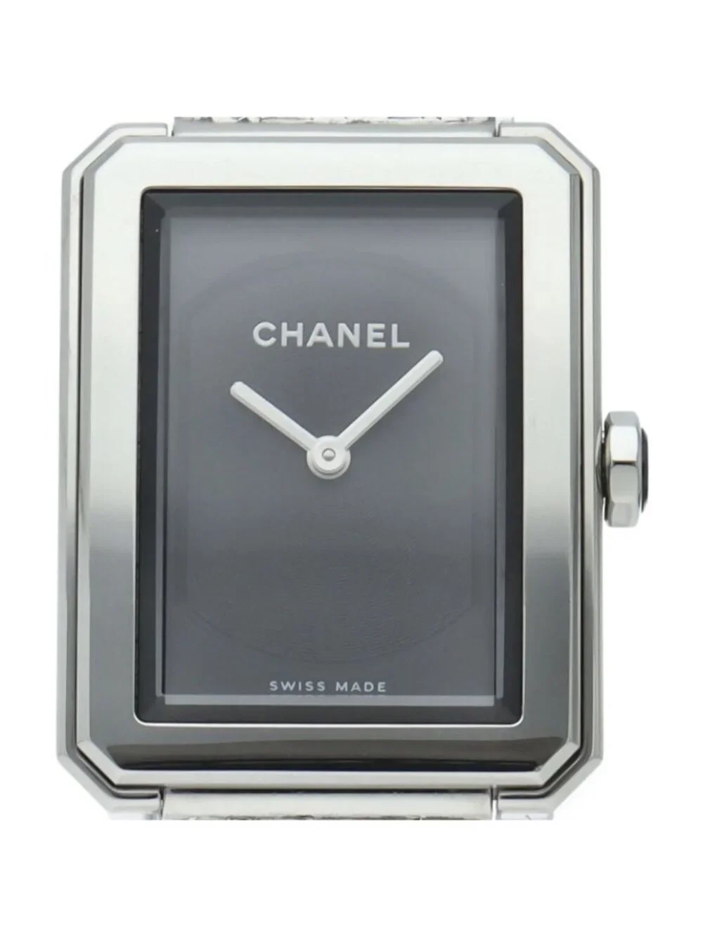 Chanel Boyfriend Tweed Watch Box SS Black Polished Medium